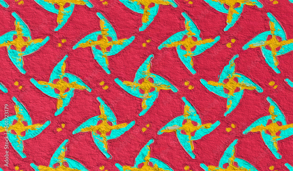 Wall mural digital paint art of colorful paper-mache style abstract background with paper rough texture