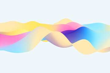 Fototapeta premium Iridescent gradient wave background. Abstract light liquid wavy surface 3d render