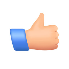 3d Like a thumbs up sign of approval and respect and recognition of quality. 3d Like icon. Vector graphics