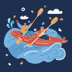 Cartoon vector illustration of people in Canoe