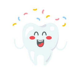 Celebrating cartoon tooth. Vector illustration