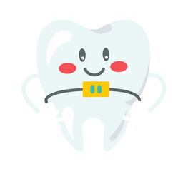 Cartoon tooth character. Vector illustration