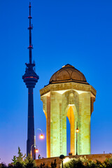 Baku Tv Tower and Eternal flame memorial