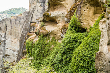 Mount Meteora near the Greek city of Kalambaka, in western Thessaly. View of the specific rocks of Mount Meteor in Greece.