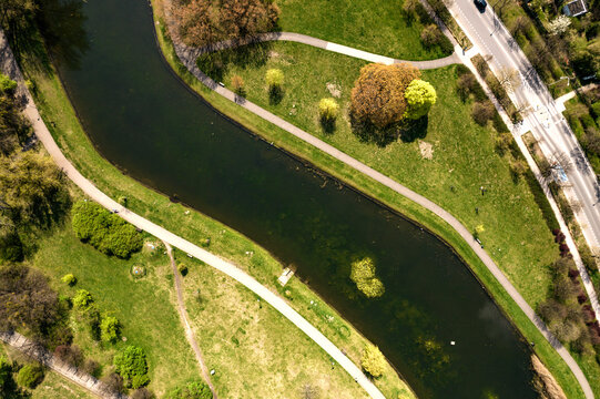Park Kępa Potocka w Warszawie, widok z góry. © hunter76
