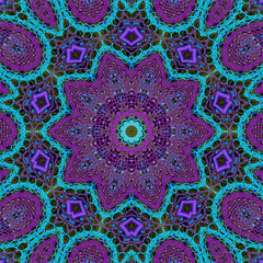 Colourful kaleidoscope art design abstract background with effect polygon circle ornament. Fractal mandala