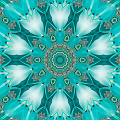 Colourful kaleidoscope art design abstract background with effect polygon circle ornament. Fractal mandala