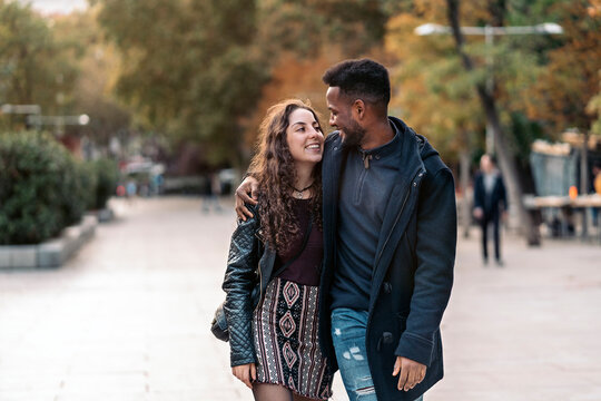 Happy Young Interracial Couple Smiling