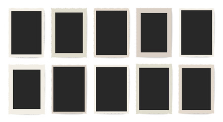 Photo frames vector set. Vintage photo framings. Photos with ornament borders. Retro frames collection.