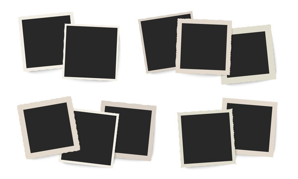 Photo frames vector set. Vintage photo framings. Photos with ornament borders. Retro frames collection.