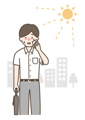 汗をかいている会社員の男性