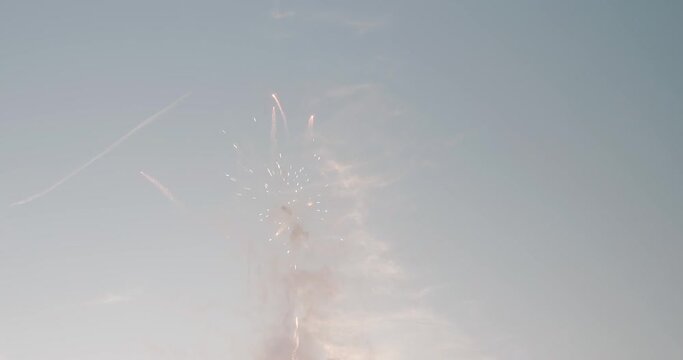People launch fireworks at the Las Fallas Festival