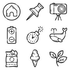 Life Flat Icon Set Isolated On White Background