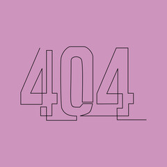 Design 404 error. Vector concept illustration for page 404-continuous line drawing
