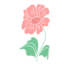 Beautiful flower with delicate pink petals isolated object. Graceful flowering natural decoration. Floral stencil for cards and design vector illustration