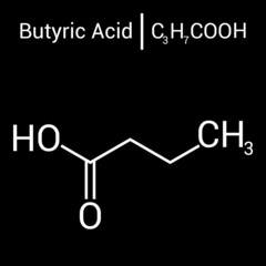 chemical structure of butyric acid (C3H7COOH)
