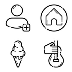 Life Flat Icon Set Isolated On White Background