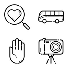 Life Flat Icon Set Isolated On White Background