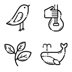 Life Flat Icon Set Isolated On White Background