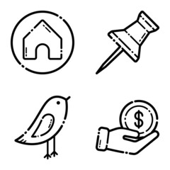 Life Flat Icon Set Isolated On White Background