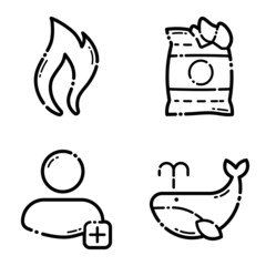 Life Flat Icon Set Isolated On White Background