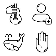 Life Flat Icon Set Isolated On White Background