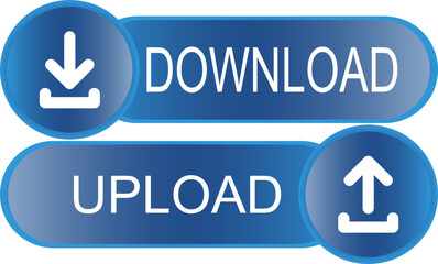 Round upload and download icon, vector button for websites and internet applications, music, video and data