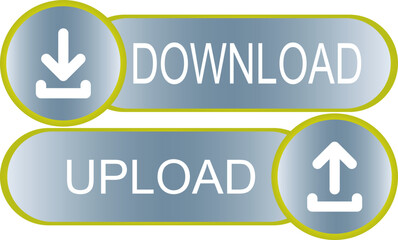 Round upload and download icon, vector button for websites and internet applications, music, video and data	