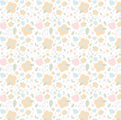Cute Pastel Floral Seamless Pattern