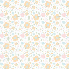 Cute Pastel Floral Seamless Pattern