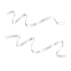 Decorative White Satin Ribbons isolated on a white background