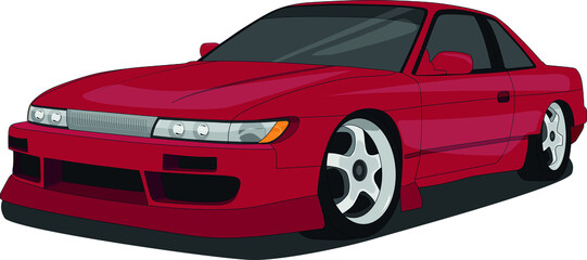 drift car, vector art for sticker or poster