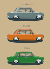 3 classic cars of different colors, Collection of Cars