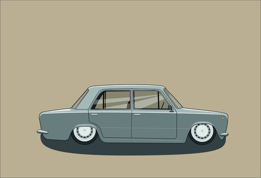 Retro car poster. Vector art for poster, sticker