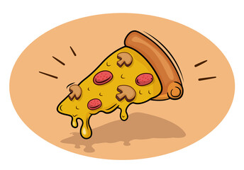 Slice of pizza. Tasty , cheesy, pepperoni