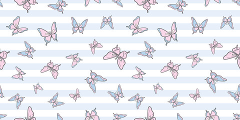 Pink and blue butterfly vector pattern