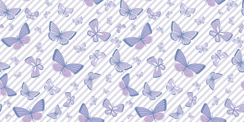 Butterfly vector pattern, purple repeat tile