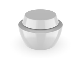 Blank cosmetics round plastic jar container for branding and mockup, 3d render illustration.