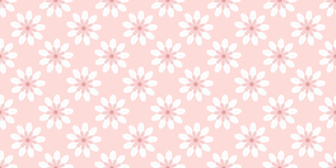 Simple, pastel pink floral vector pattern