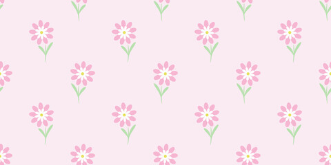 Cute floral vector pattern, seamless repeat tile
