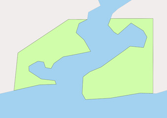 High detailed vector Guantanamo Bay Naval Base physical map, topographic map of Guantanamo Bay Naval Base on white with rivers, lakes and neighbouring countries. 