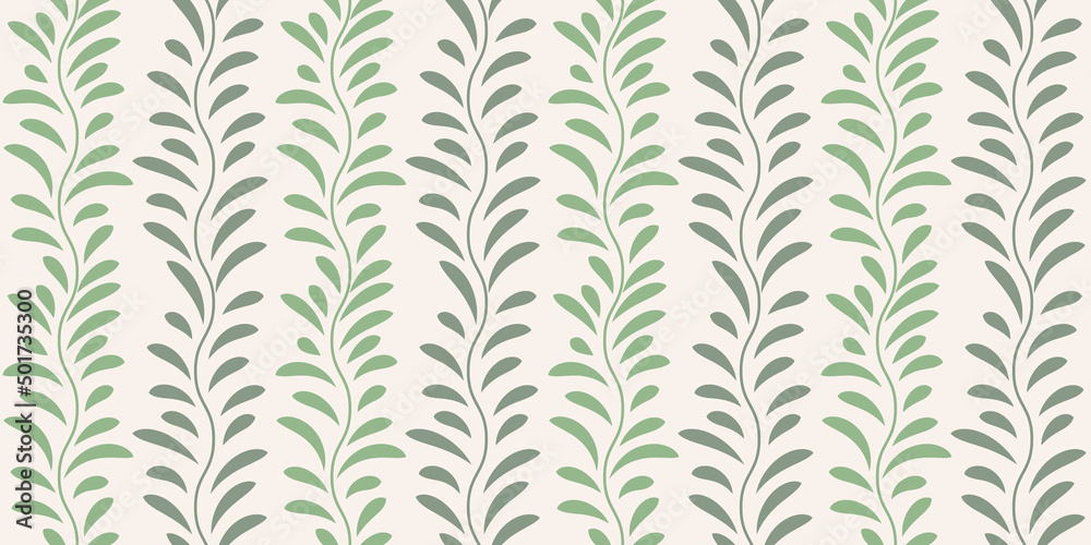 Poster vintage vector pattern with leaves, seamless repeat