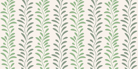 Vintage vector pattern with leaves, seamless repeat