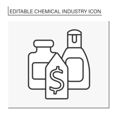  Cosmetology line icon. Selling perfumery and cosmetics productions. Beauty sphere. Chemical industry concept. Isolated vector illustration. Editable stroke