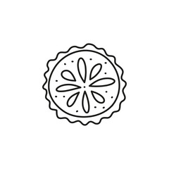 Doodle outline pie top view.