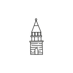 Doodle outline wooden church.