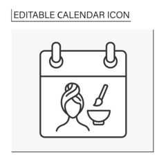  Reminder line icon. Appointment at beauty salon. Spa center. Cosmetology procedures. Calendar concept. Isolated vector illustration. Editable stroke