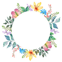 Watercolor Summer Floral Flowers Collection Frame Printable Wedding Logo Design