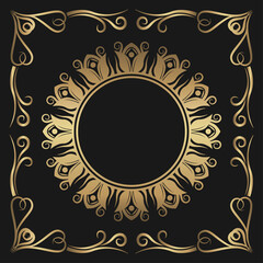 round decoration, golden sheen, with gold frame