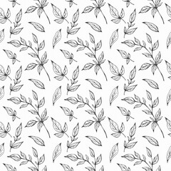 Fototapeta premium SEAMLESS PATTERN WITH TREE BRANCHES AND LEAF